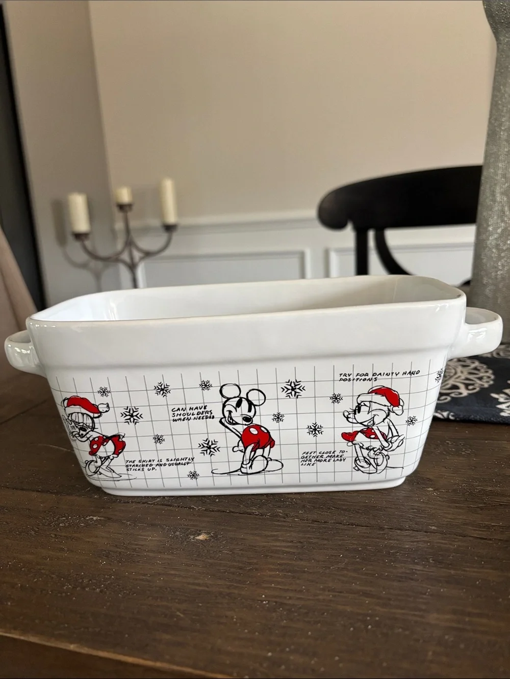 Mickey Mouse Minnie Mouse Sketchbook Christmas Bread or Loaf Pan 11.5 x 5 x 4